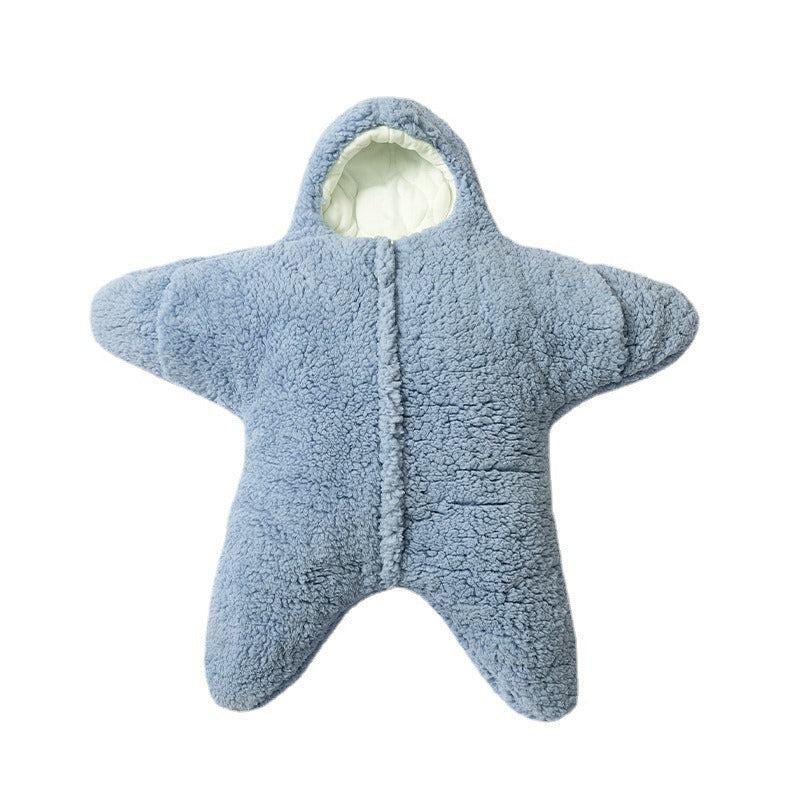 Baby hugged by starfish, lamb plush split leg sleeping bag